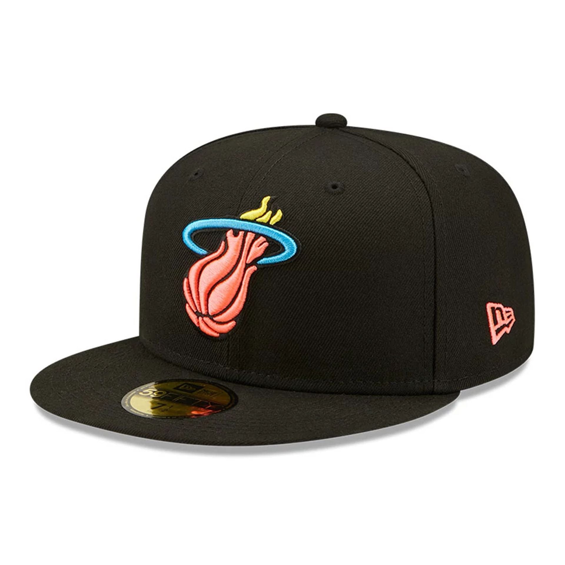 This is a Miami Heat Neon Black 59FIFTY Fitted Cap 1