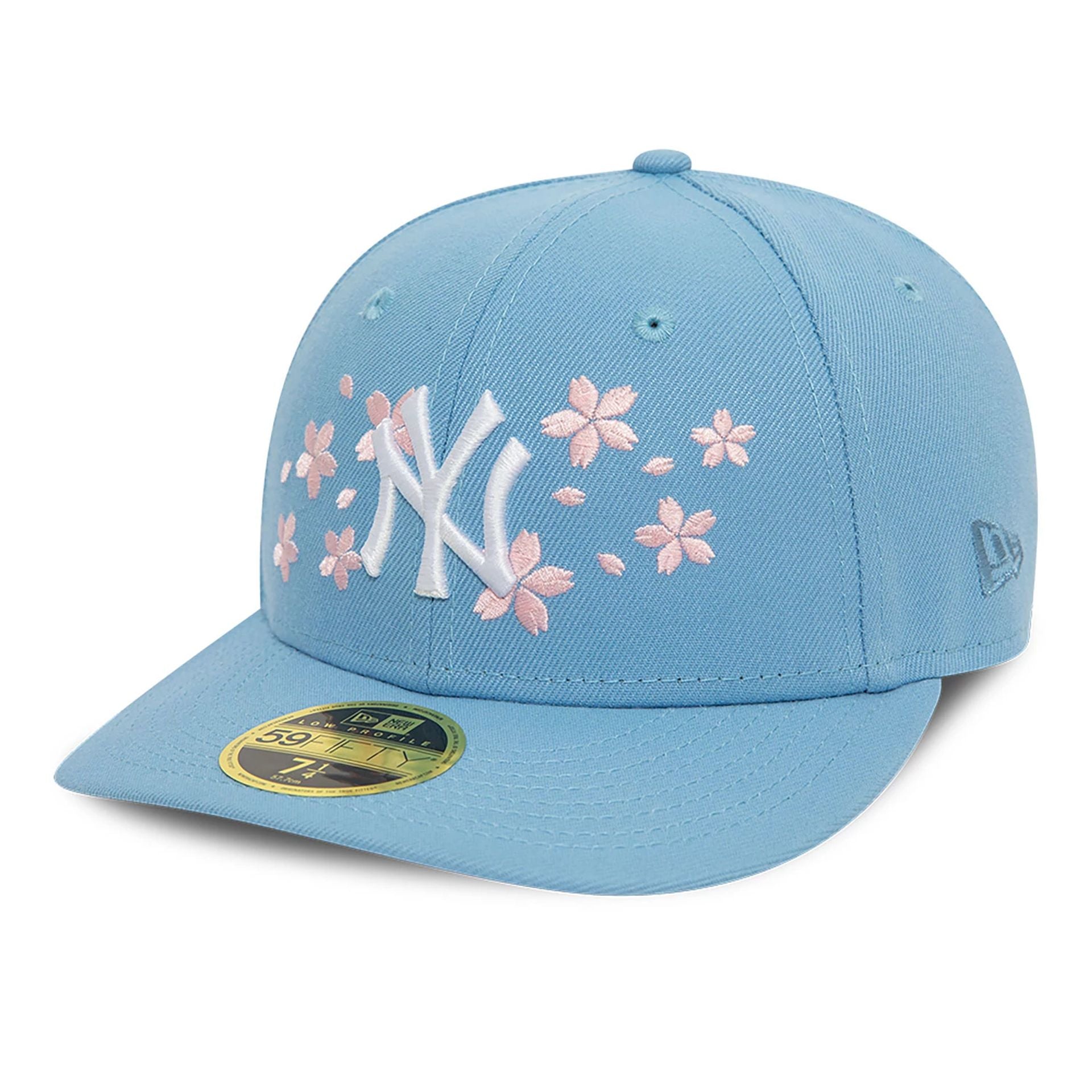 This is a New York Yankees Cherry Blossom Light Blue 59FIFTY Low Profile Cap 1