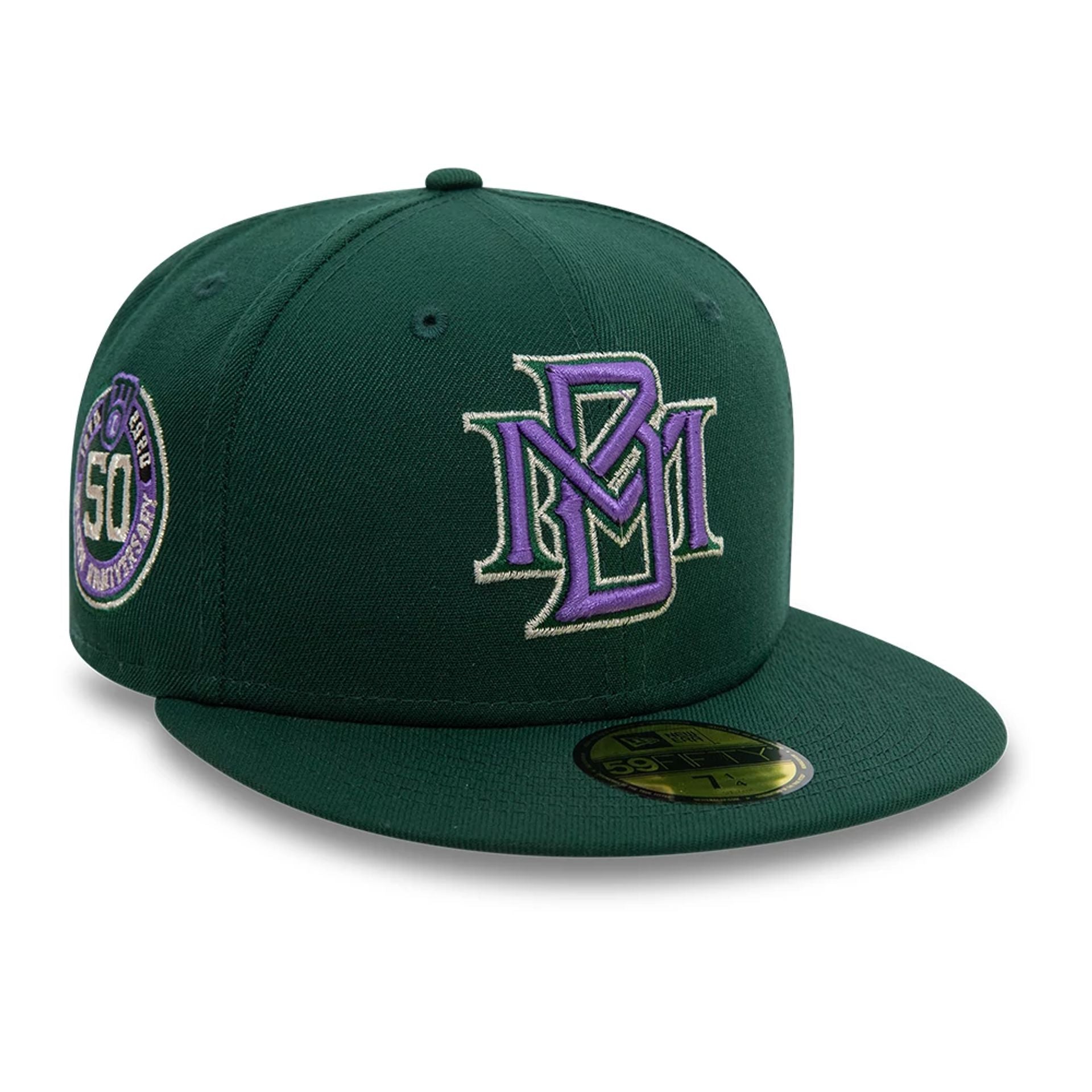 This is a Milwaukee Brewers MLB Off Season Dark Green 59FIFTY Fitted Cap 1