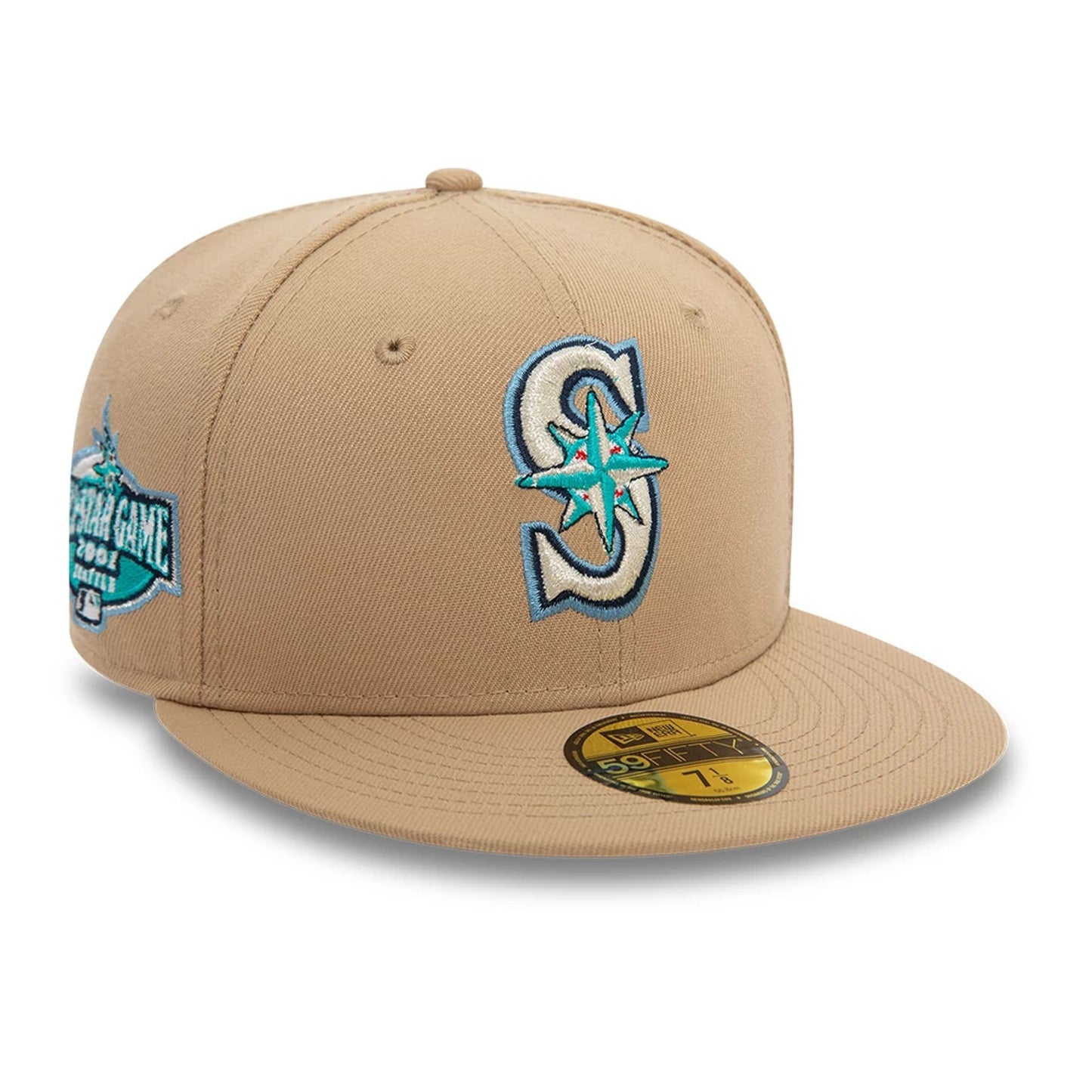 This is a Seattle Mariners MLB Blues Beige 59FIFTY Fitted Cap 1