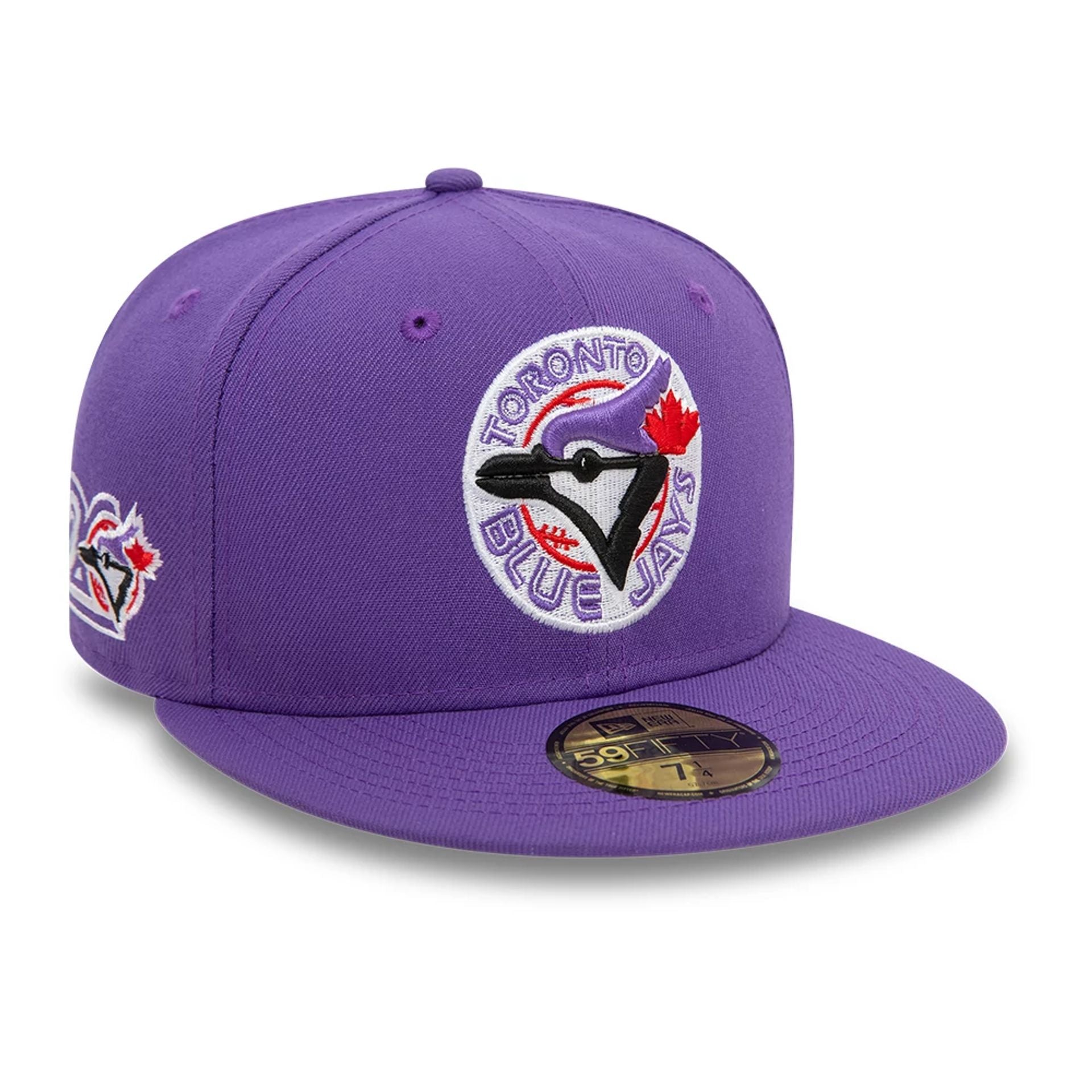 This is a Toronto Blue Jays MLB Sunshine Melody Purple 59FIFTY Fitted Cap 1