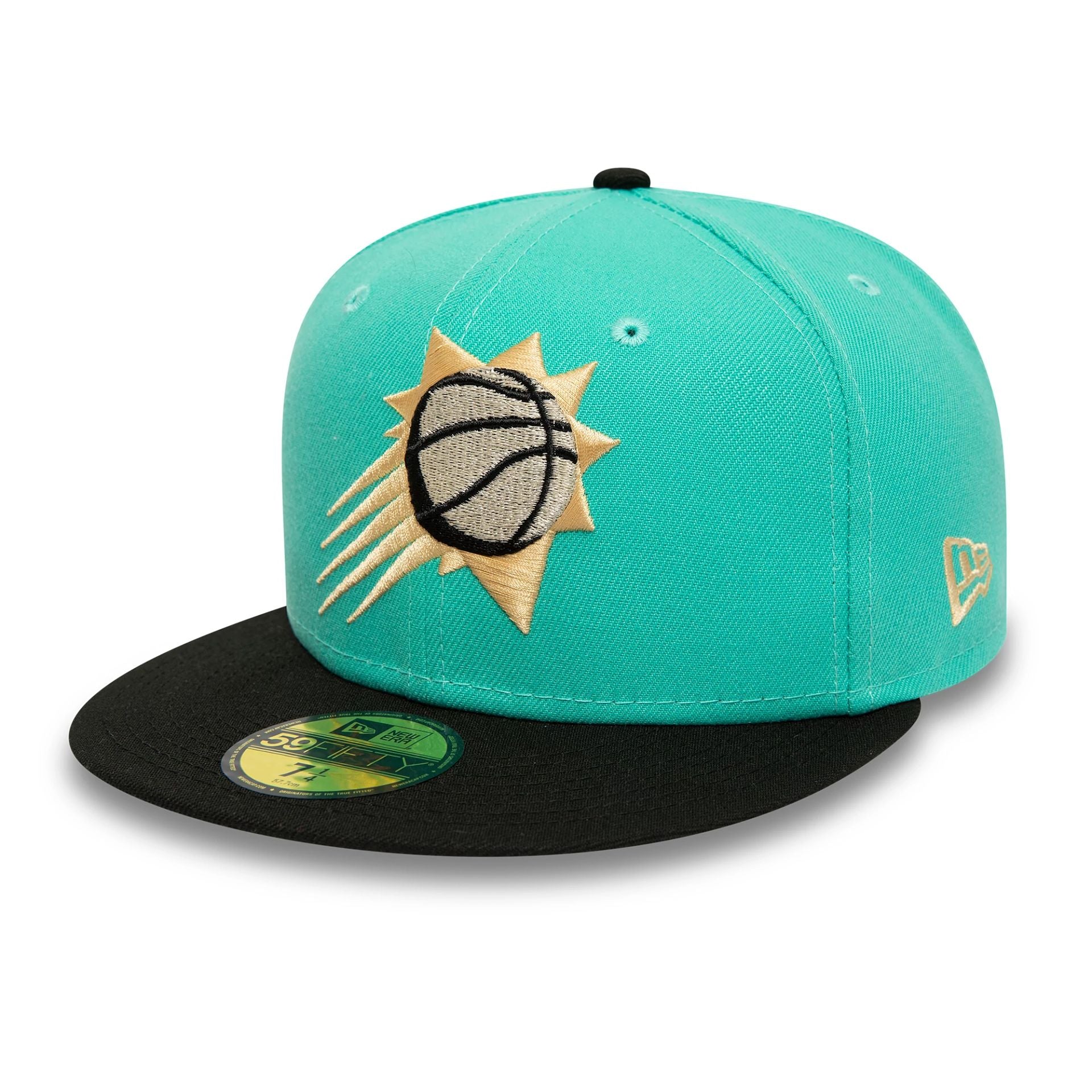 This is a Phoenix Suns NBA East To West Turquoise 59FIFTY Fitted Cap 1