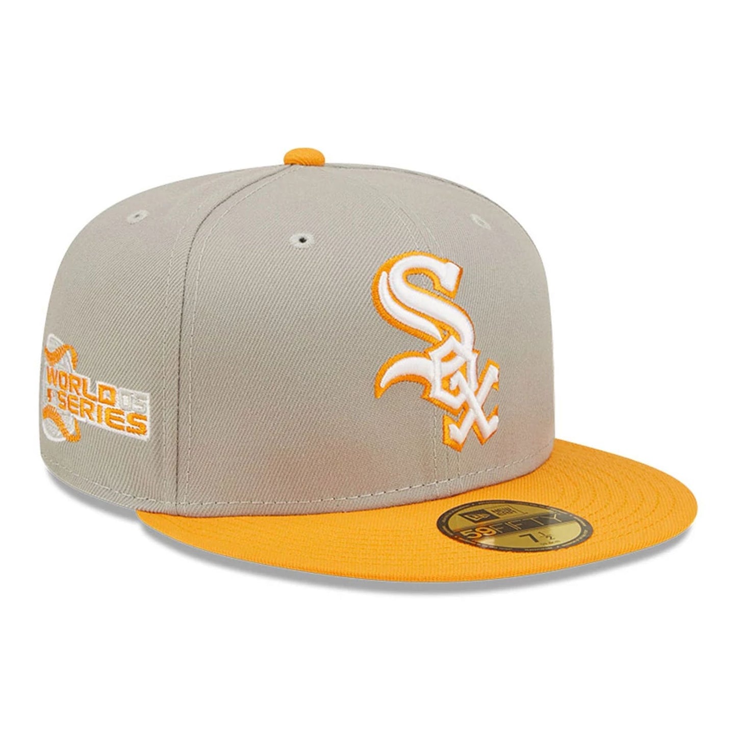 This is a Chicago White Sox Orange Soda Grey 59FIFTY Fitted Cap 1