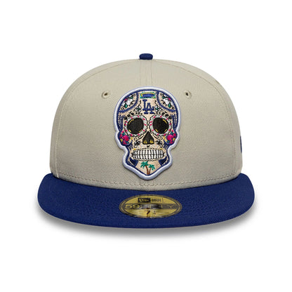 This is a LA Dodgers MLB Skull Beige 59FIFTY Fitted Cap 3