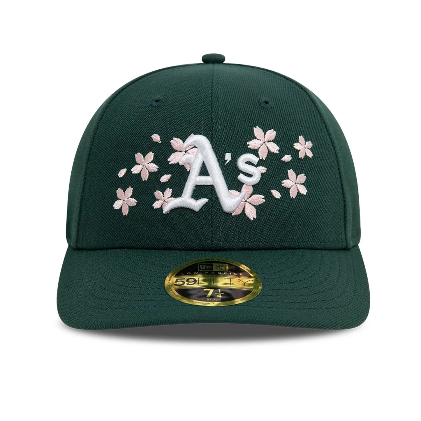 This is a Oakland Athletics Cherry Blossom Dark Green Low Profile 59FIFTY Fitted Cap 6