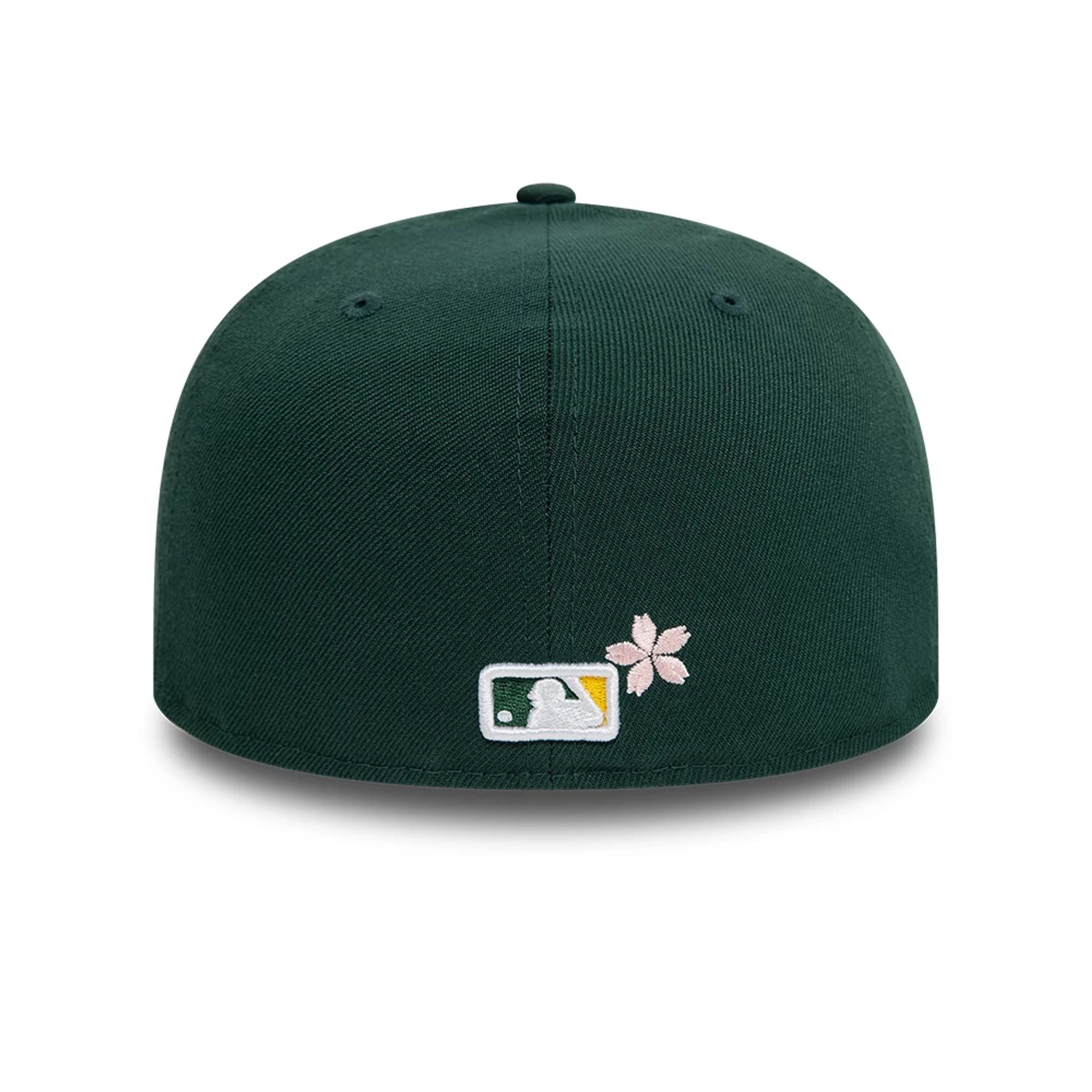 This is a Oakland Athletics Cherry Blossom Dark Green Low Profile 59FIFTY Fitted Cap 7