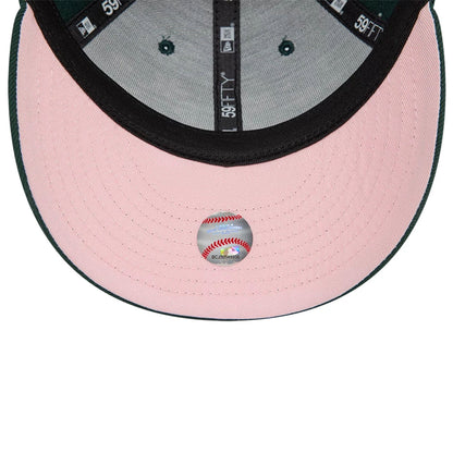 This is a Oakland Athletics Cherry Blossom Dark Green Low Profile 59FIFTY Fitted Cap 2