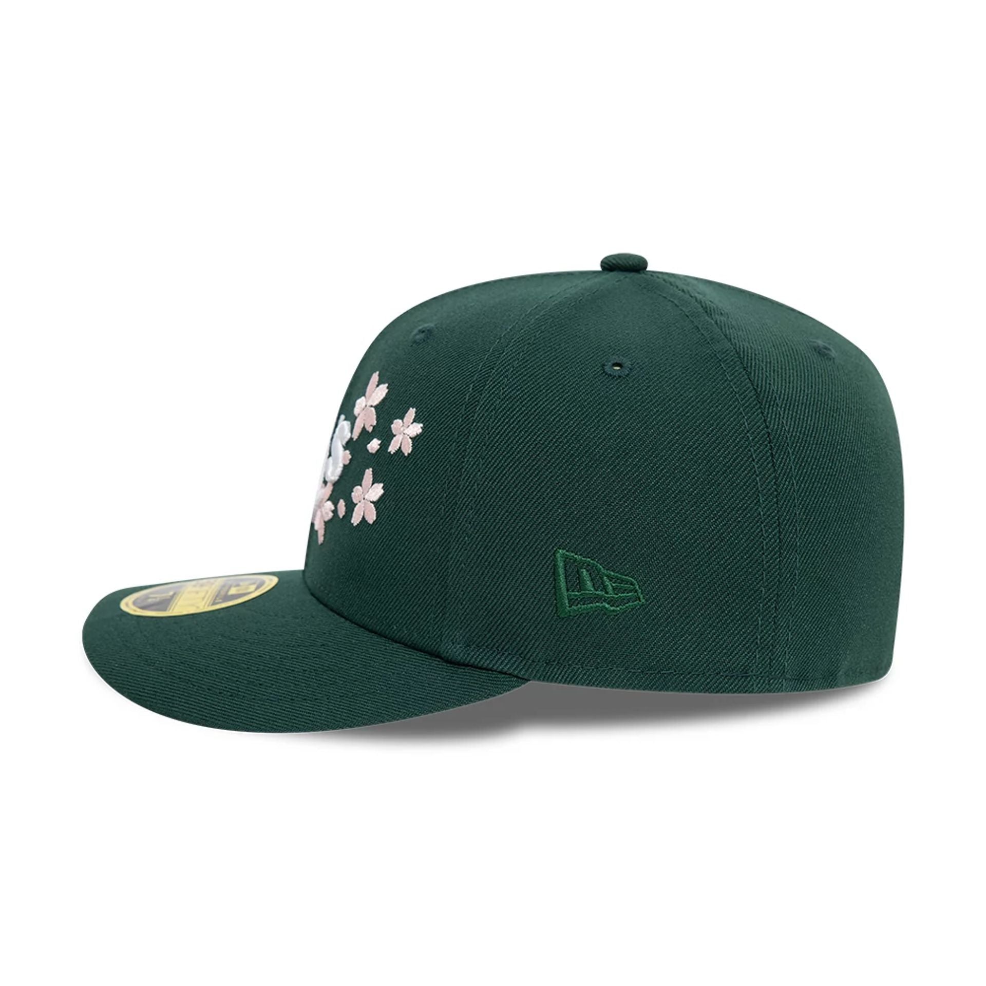 This is a Oakland Athletics Cherry Blossom Dark Green Low Profile 59FIFTY Fitted Cap 5