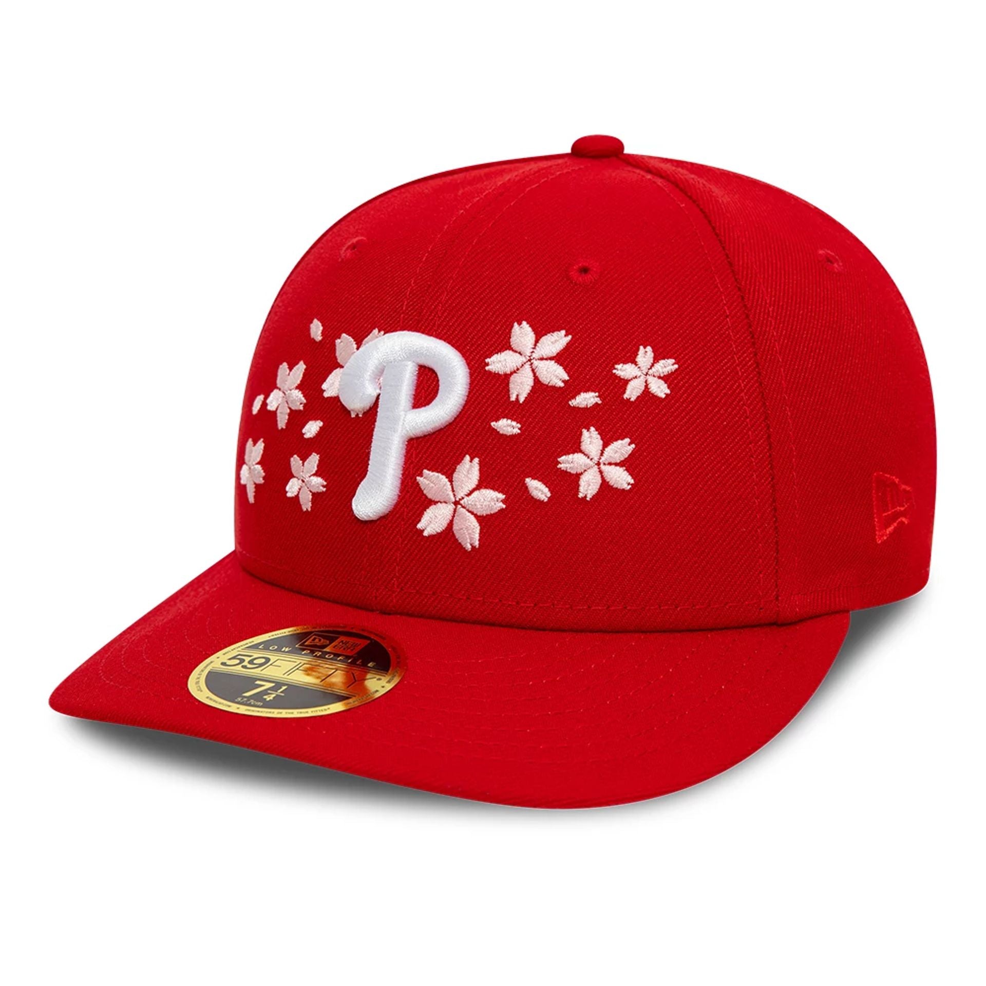 This is a Philadelphia Phillies Cherry Blossom Red Low Profile 59FIFTY Fitted Cap 1