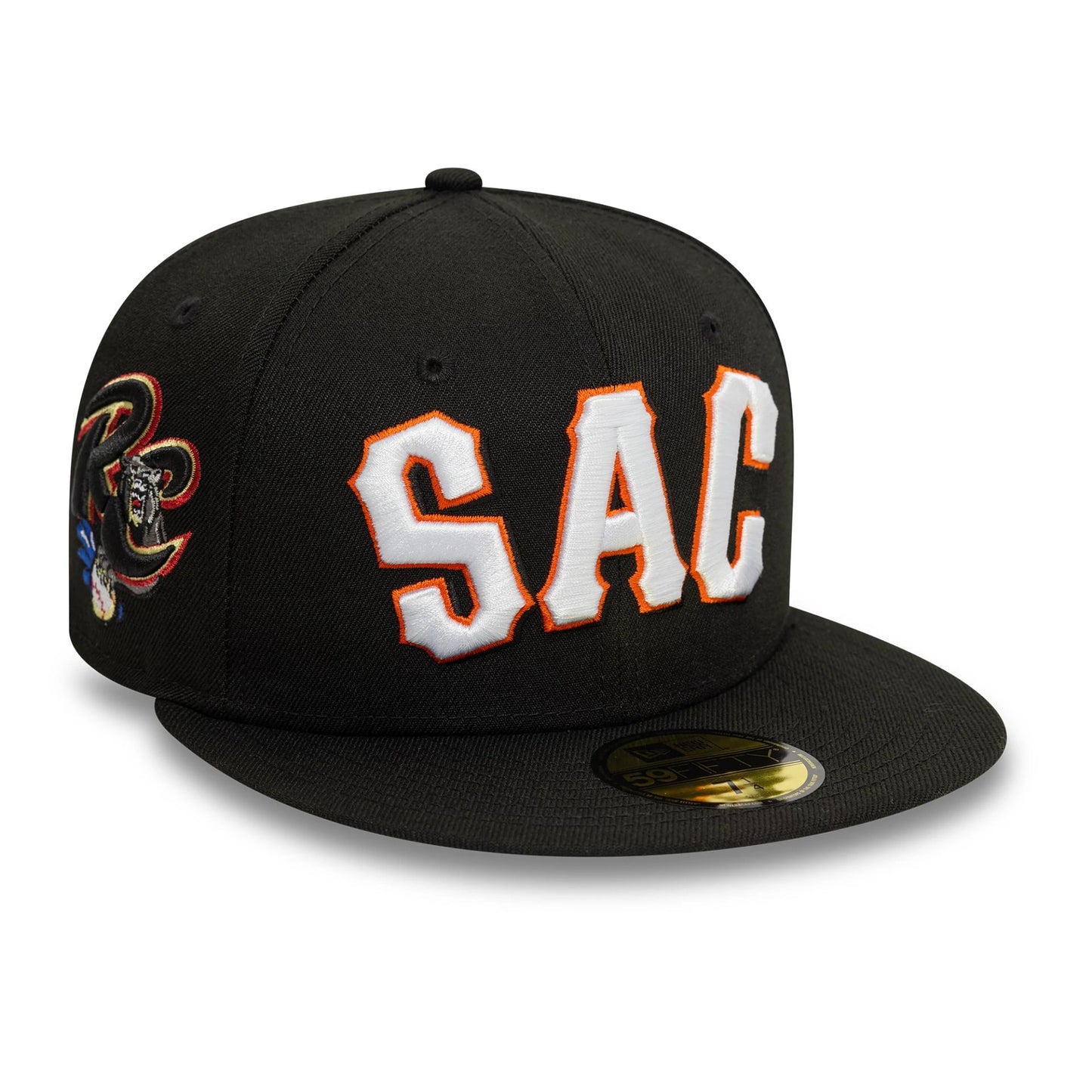 This is a Sacramento Rivercats MiLB Variety Black 59FIFTY Fitted Cap 1