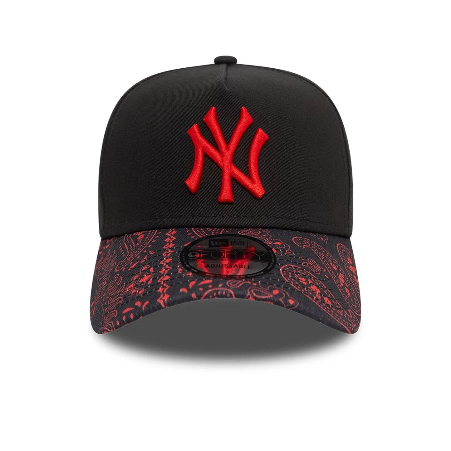 This is a New York Yankees Pastel Paisley Black 9FORTY A-Frame Adjustable Cap 6