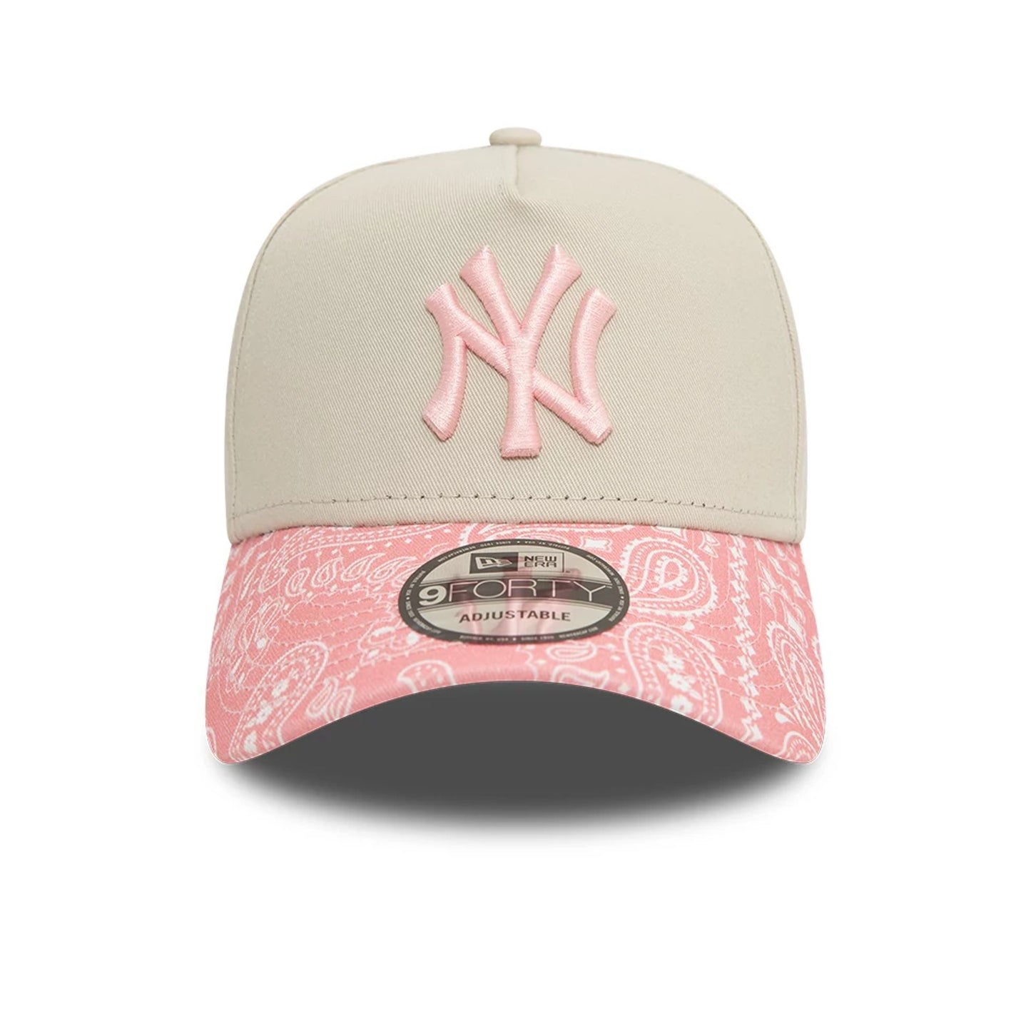 This is a New York Yankees Pastel Paisley Beige 9FORTY A-Frame Adjustable Cap 6