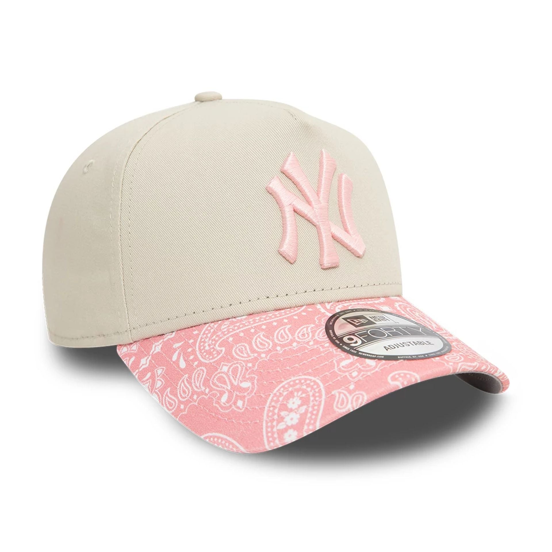 This is a New York Yankees Pastel Paisley Beige 9FORTY A-Frame Adjustable Cap 3