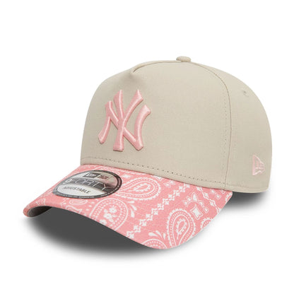 This is a New York Yankees Pastel Paisley Beige 9FORTY A-Frame Adjustable Cap 1