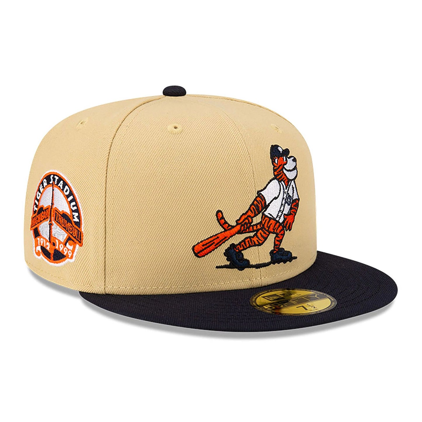 This is a Detroit Tigers MLB Mascots Vegas Gold 59FIFTY Fitted Cap 1