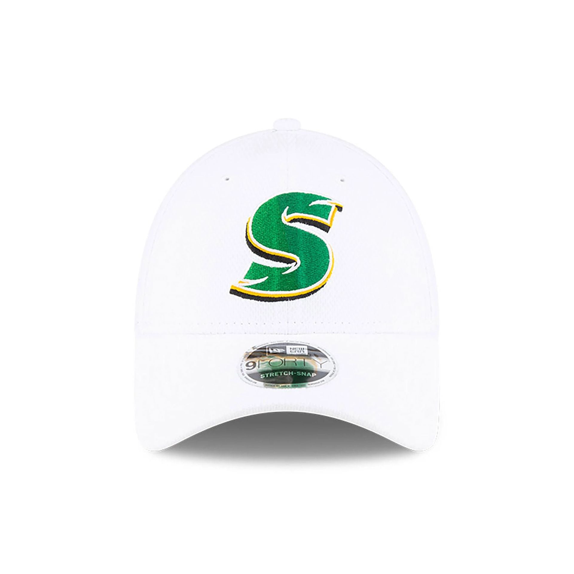 This is a Stinger LIV Golf White 9FORTY Stretch Snap Adjustable Cap 2