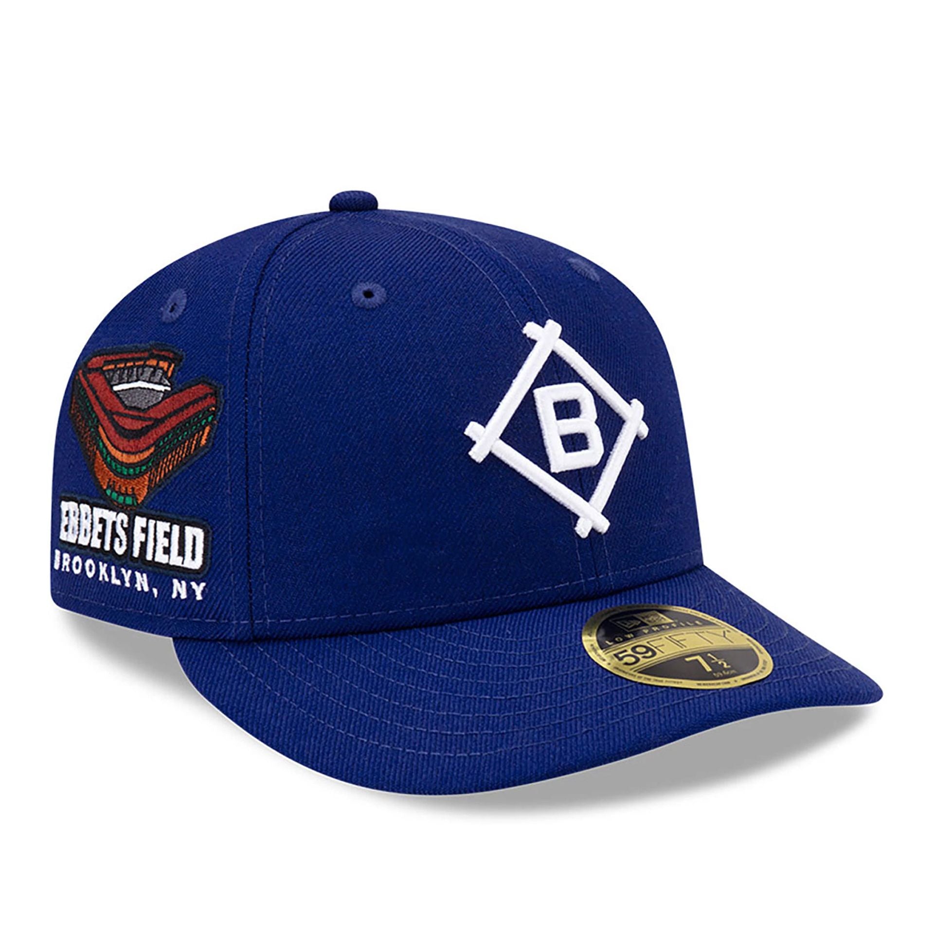 This is a Brooklyn Dodgers MLB Team Logo Dark Blue Low Profile 59FIFTY Fitted Cap 1