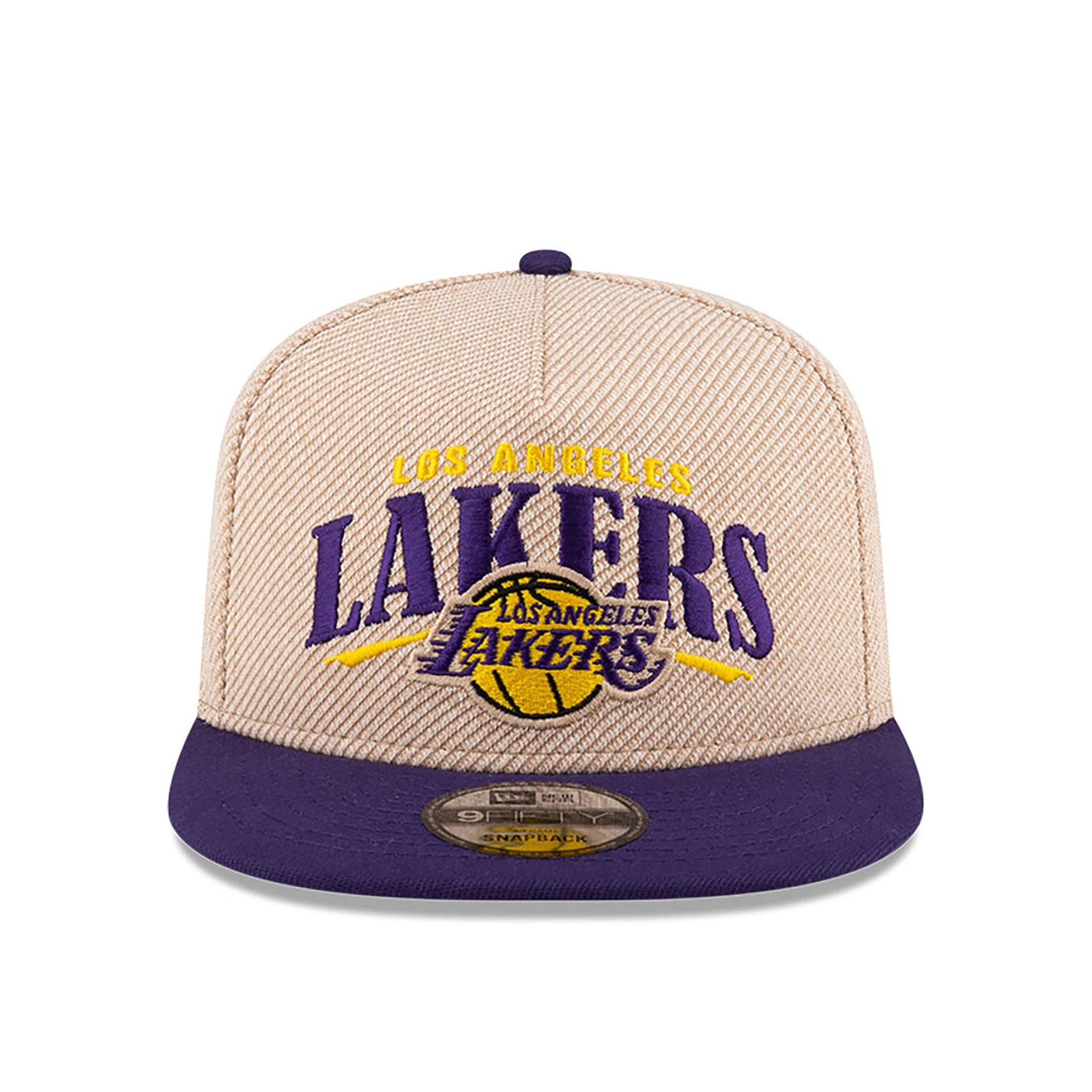 This is a LA Lakers NBA Terry Heather Tan 9FIFTY A-Frame Snapback Adjustable Cap 4