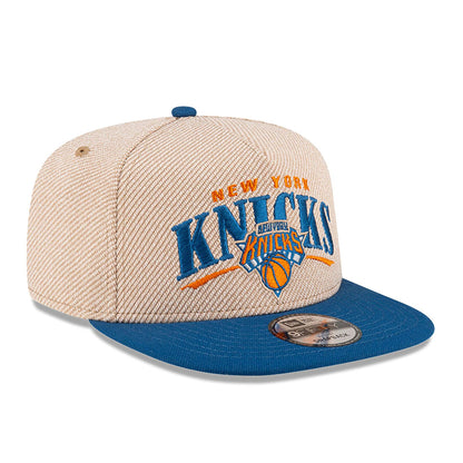 This is a New York Knicks NBA Terry Heather Tan 9FIFTY A-Frame Snapback Adjustable Cap 4