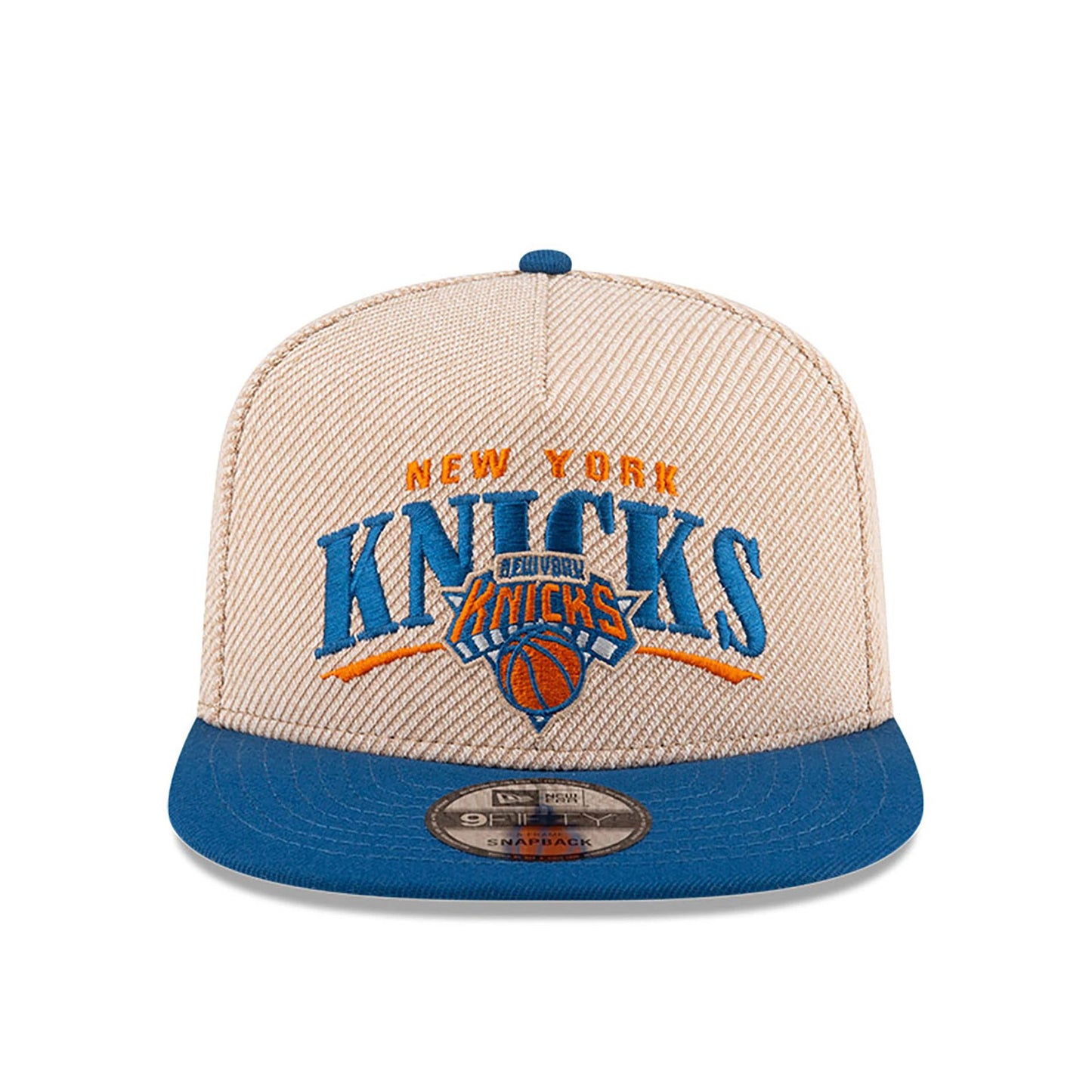 This is a New York Knicks NBA Terry Heather Tan 9FIFTY A-Frame Snapback Adjustable Cap 3