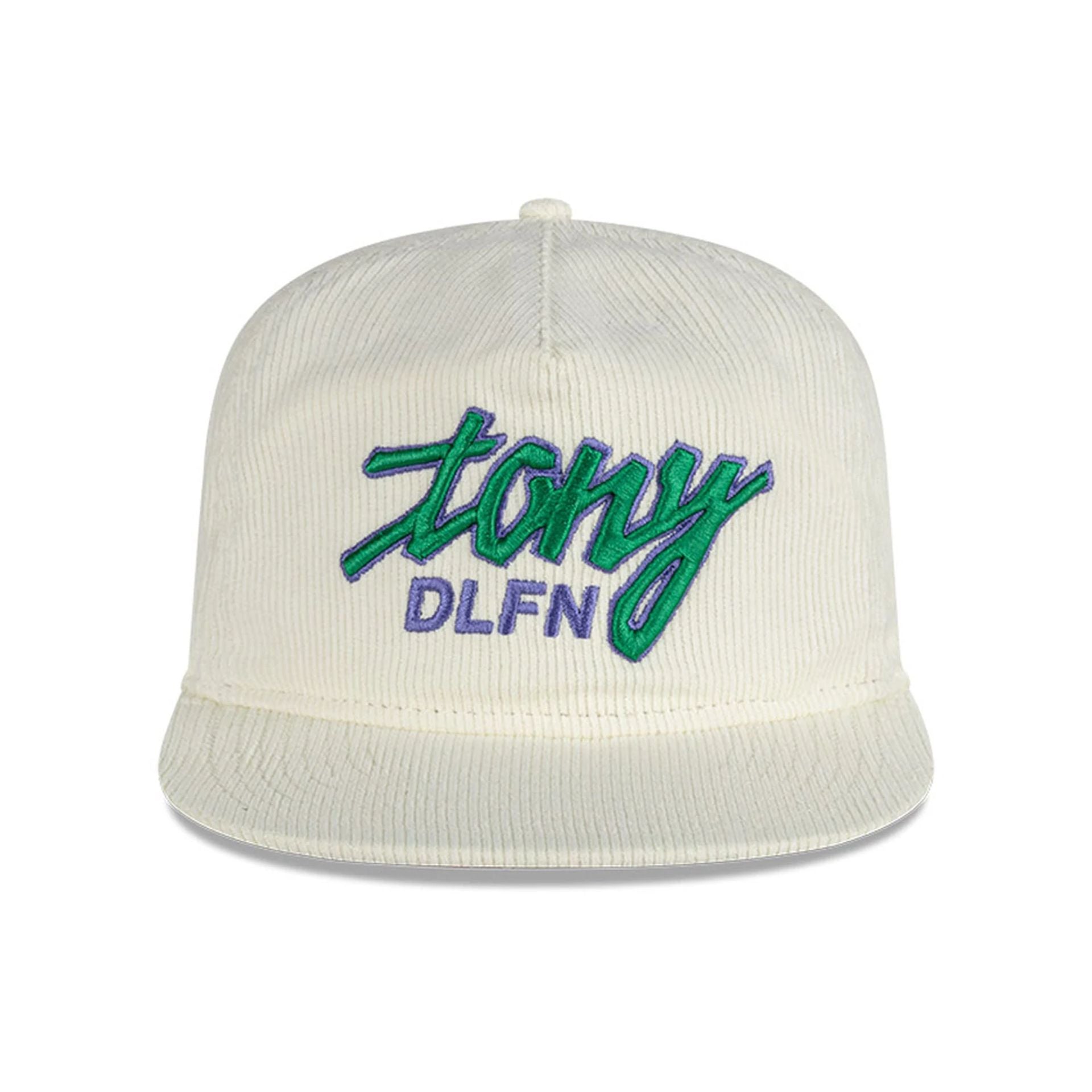 This is a New Era x Tony Delfino Cord Chrome White Golfer Adjustable Cap 3