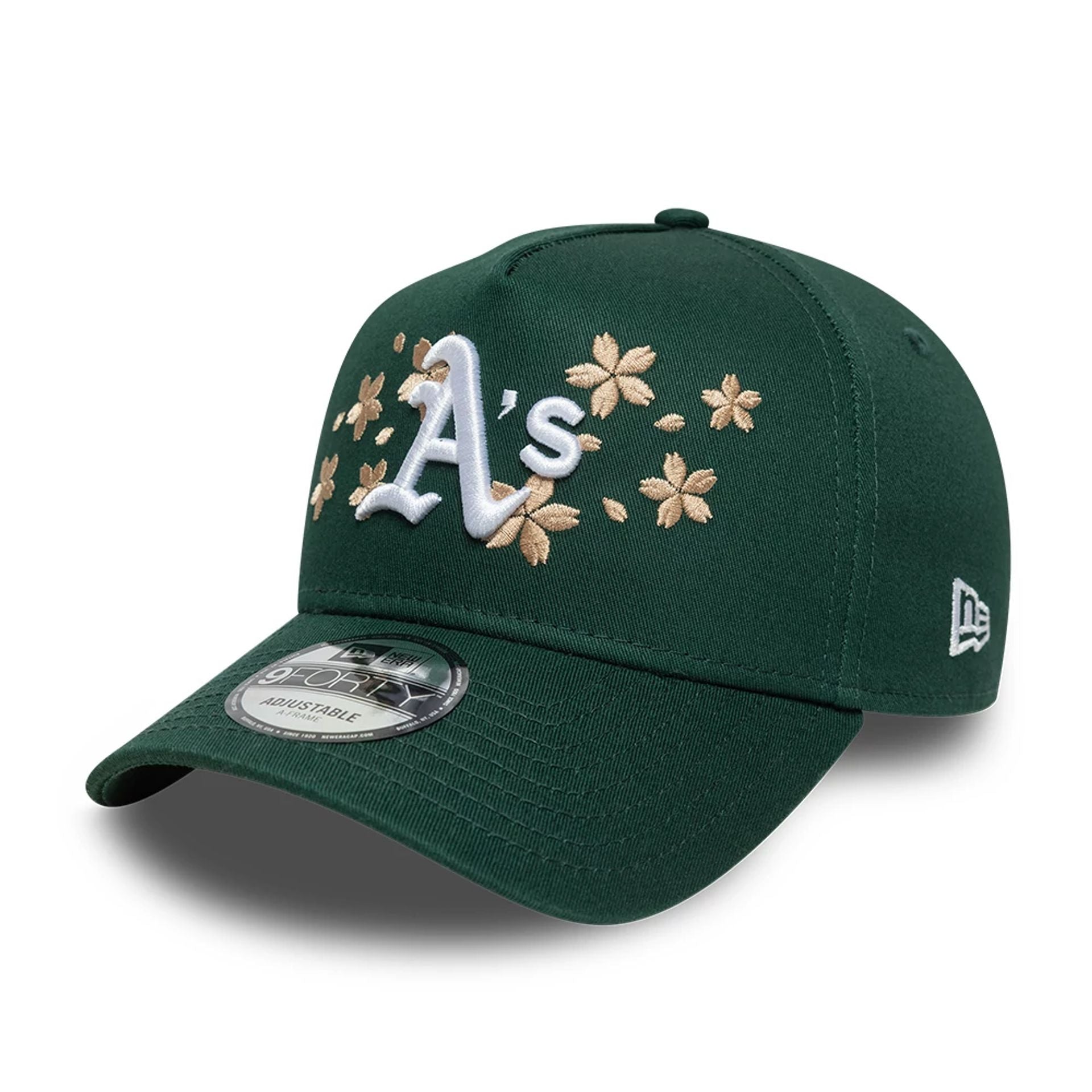 This is a Oakland Athletics Blossom Dark Green 9FORTY A-Frame Adjustable Cap 1